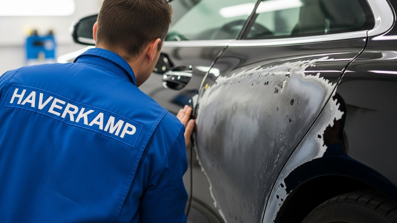 فحص اجزاء الصبغ المتضررة لعمل صبغ جديد 